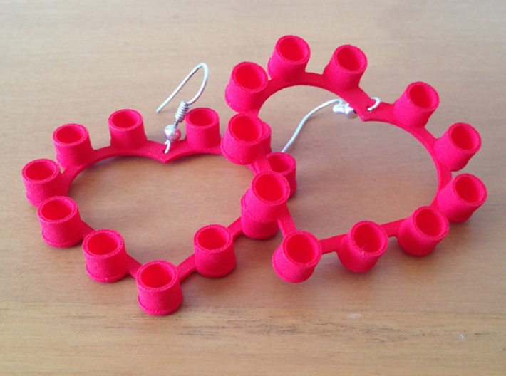 Pop Cap Heart Earrings (Small) 3d printed