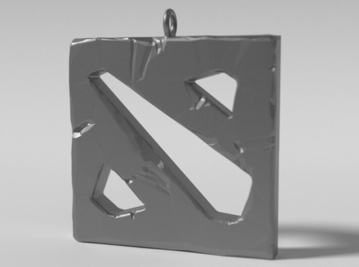DOTA 2 Polygonal Logo Pendant Keychain Necklace 3d printed Metallic Preview Render