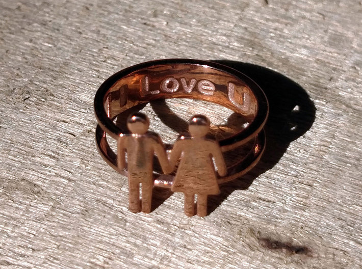 Love Collection Rings - Man and Woman Ring 3d printed Customize the Inner Band!