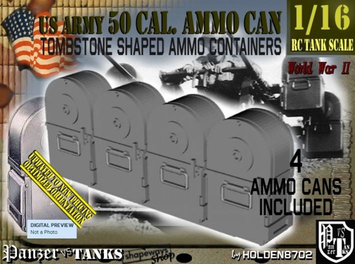 1/16 Tombstone Cal 50 Ammo Can Set001 3d printed