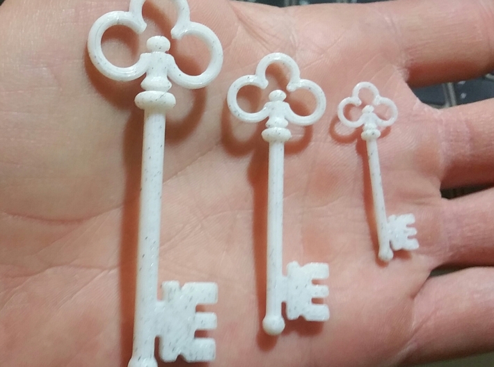 Skeleton Key Pendant #1 3d printed Test print showing size comparison