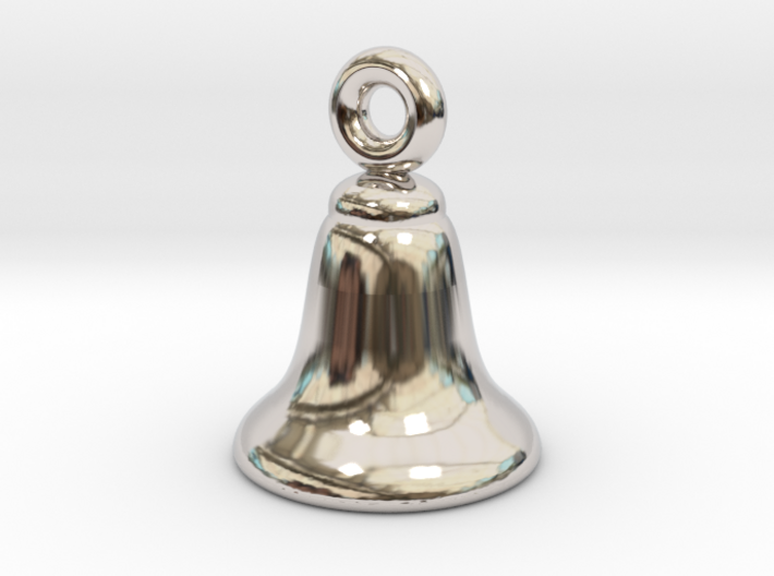 Silver Bell Charm #1 - Small 3d printed