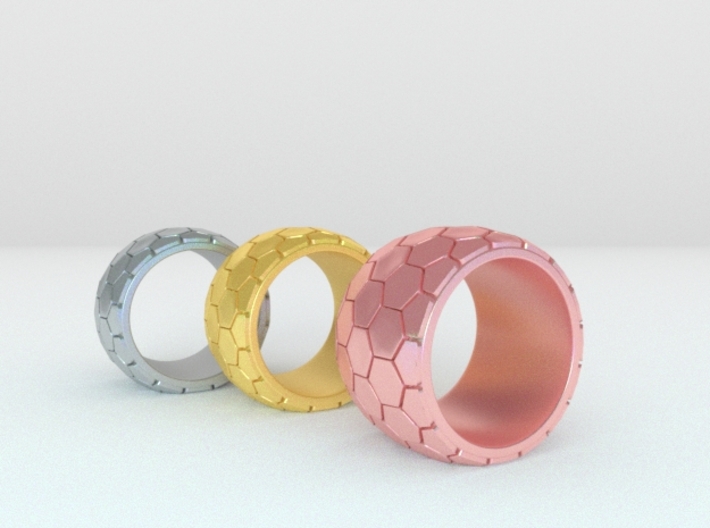 Hexagon patterned ring 3d printed