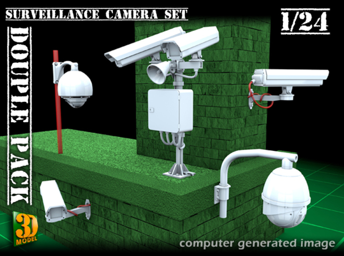 Surveillance cameras (1/24) double pack 3d printed surveillance cameras - 1/24th scale - double pack
