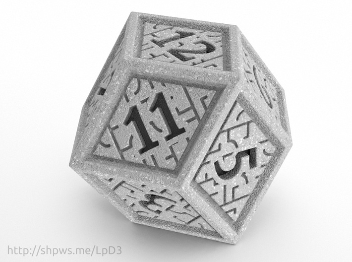 Hedron D12 (Solid), balanced gaming die 3d printed 