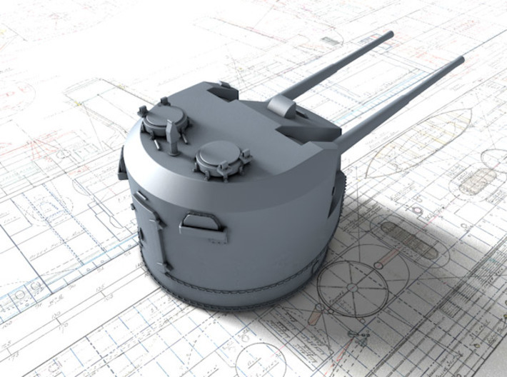 1/350 Dual Purpose 5.25 Inch Guns 1943 x8 3d printed 3d render showing product detail