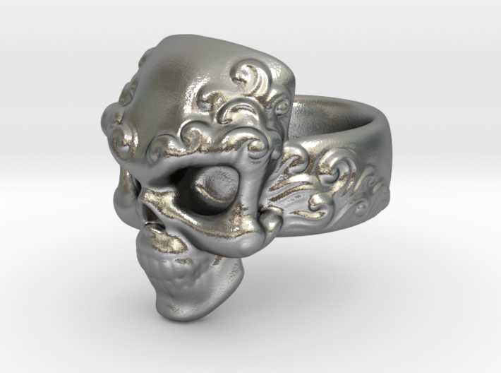 Elemental Skull Ring 'Water' 3d printed
