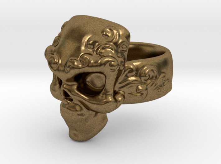 Elemental Skull Ring 'Water' 3d printed