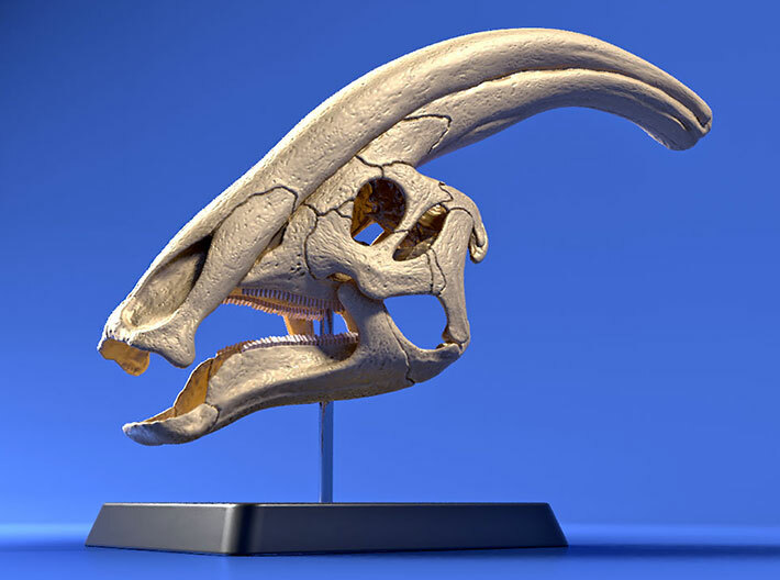 Parasaurolophus - dinosaur skull replica 3d printed 3D render
