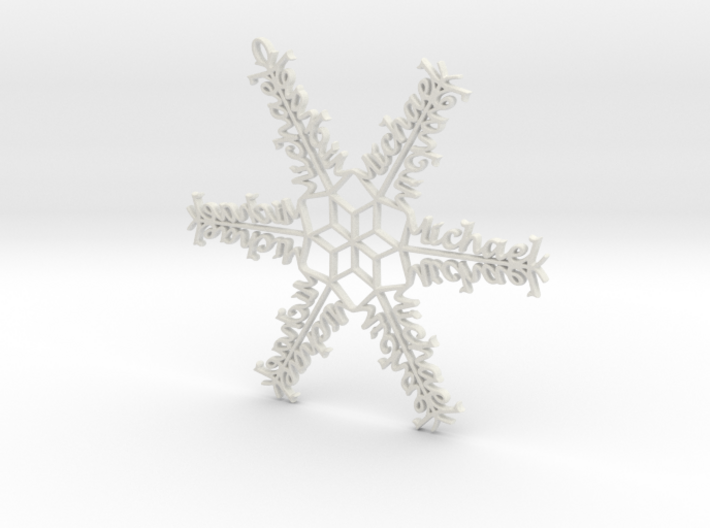 Michael snowflake ornament 3d printed 