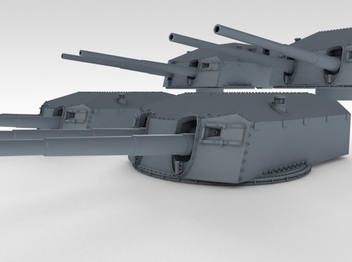 1/128 Prinz Eugen 20.3cm/60 (8") Guns with Barrels 3d printed 3d render showing set detail