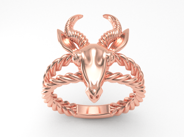 Antelope Head Ring  3d printed 