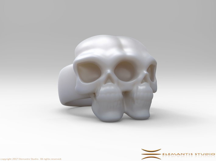 Skull Ring 'Gemini' 3d printed
