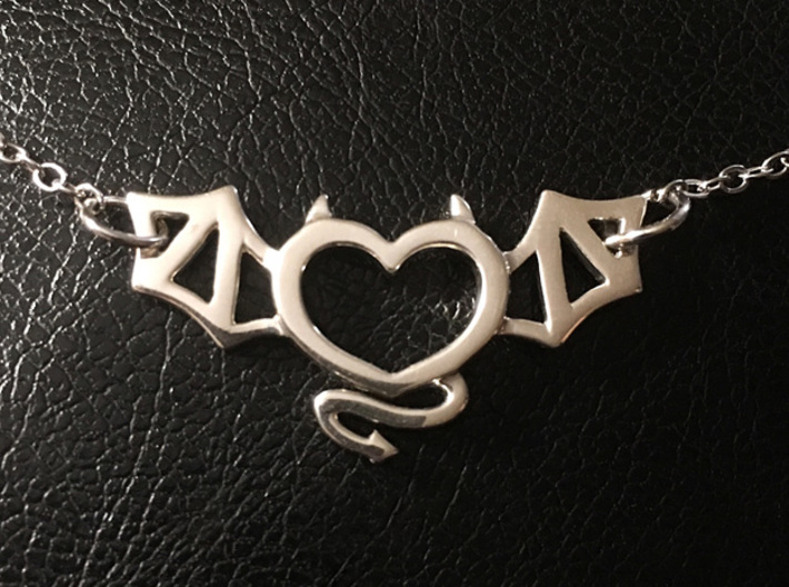 Winged Devil Heart 3d printed Jump rings and chain are not included.