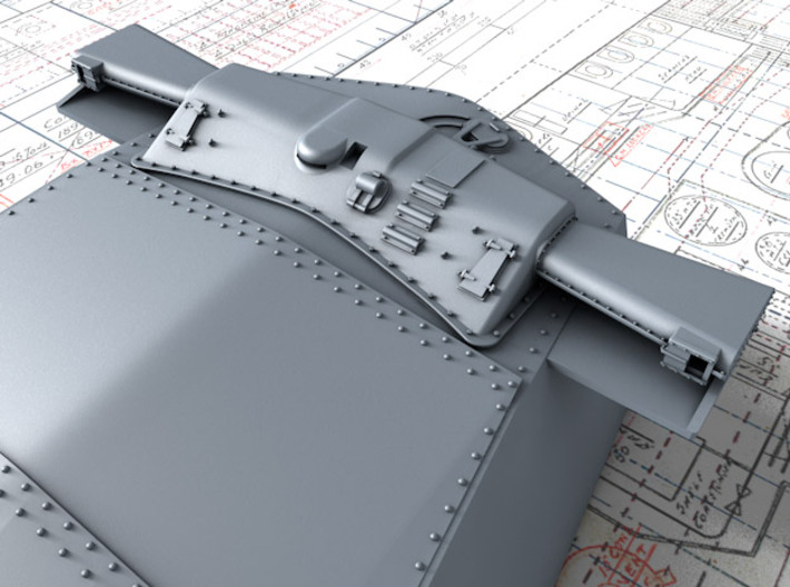 1/600 15" MKI* QE Class Guns w. Blast Bags x4 3d printed 3d render showing B Turret Rangefinder