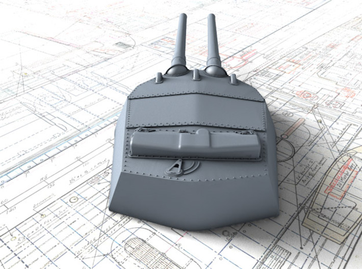 1/700 15" MKI* QE Class Guns w. Blast Bags x4 3d printed 3d render showing A Turret detail