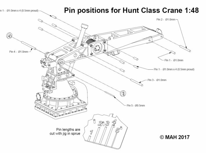1 x Hunt Class Upper deck Crane 1/48 3d printed