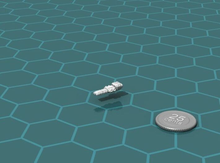 Eltanni Destroyer 3d printed Render of the model, with a virtual quarter for scale.