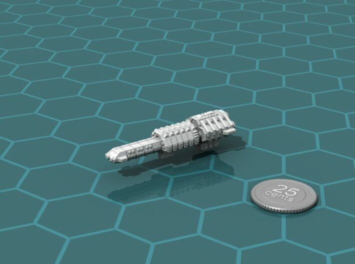 Eltanni Battleship 3d printed Render of the model, with a virtual quarter for scale.