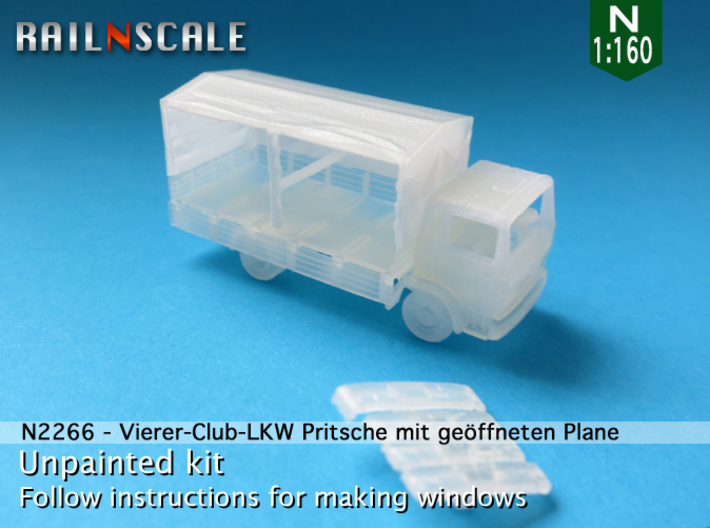 Vierer-Club-LKW Pritsche mit geöffneten Plane (N) 3d printed 