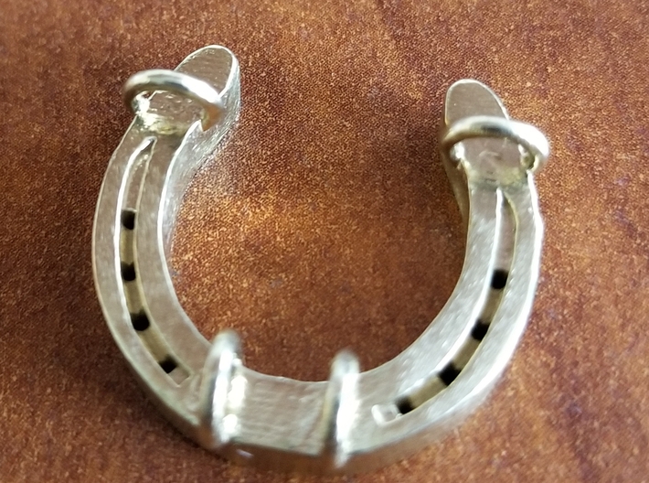 Horseshoe with integrated neclace guide 3d printed Back of Pendant