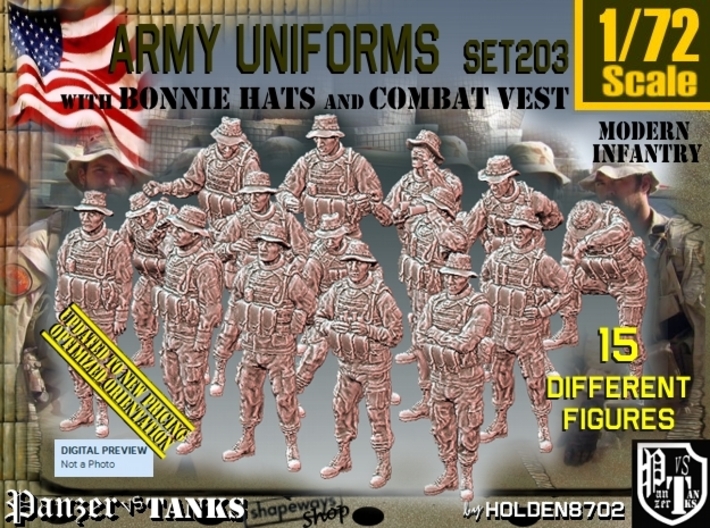 1/72 Mod Unif Bonnie+vest Set203 3d printed