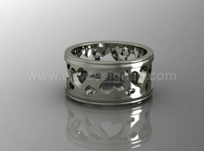 Cut-out Hearts - Repeating Pattern Ring 3d printed Ring with heart cut-outs