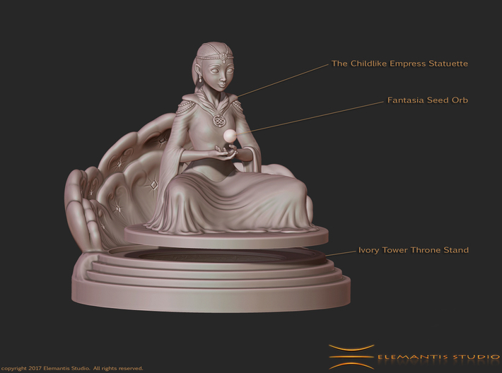 The Childlike Empress Statuette 7cm 3d printed optional Stand and Orb assembly