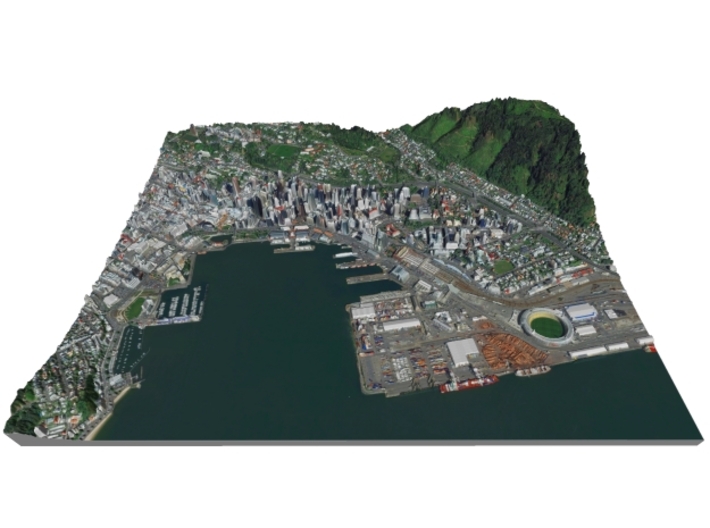 Colored Map of Downtown Wellington, New Zealand 3d printed