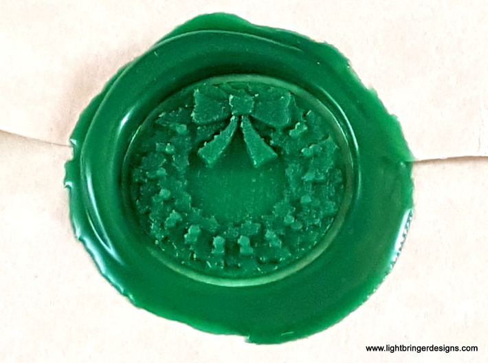 Holly Wreath Wax Seal 3d printed This is just the wax impression, in Kelly Green