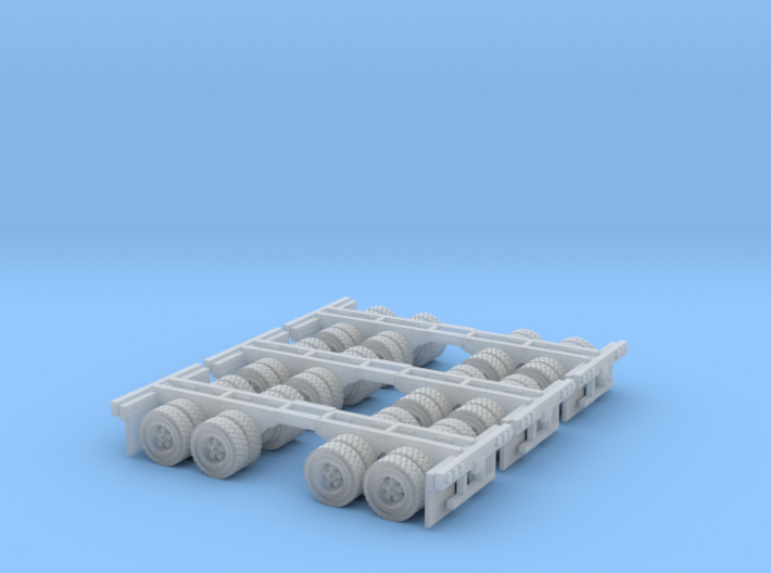 three sets of duel axles zscale 3d printed duel axle wheels for trailer Z scale