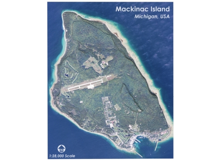 Map of Mackinac Island, Michigan 3d printed