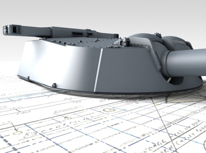 1/350 HMS Vanguard MKI* 15" Guns 3d printed 3d render showing X Turret detail