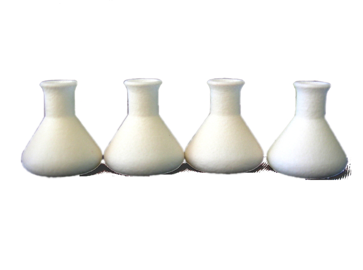 Pandemic Research Stations, Set of 6 3d printed Photo. 4 Polished White Strong & Flexible.