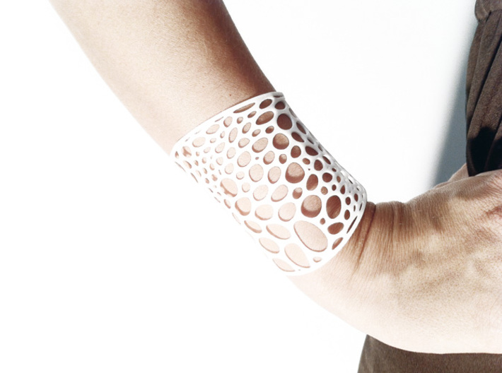 Voronoi bracelet #2 (LARGE) 3d printed White Strong & Flexible version