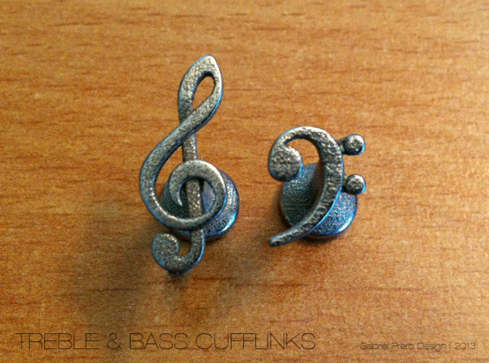 Treble and Bass Clef Cufflinks 3d printed 