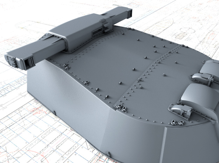 1/700 HMS Vanguard MKI* 15" Guns 3d printed 3d render showing Rangefinder detail