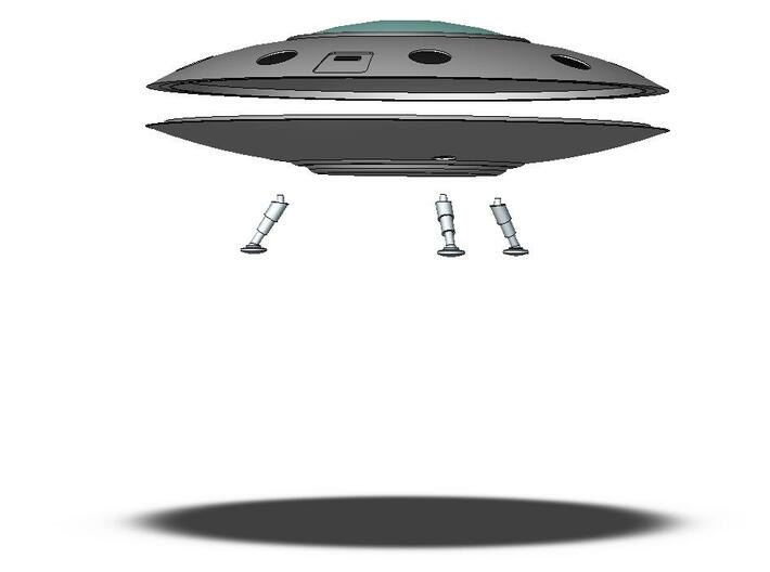 5 Inch Grey Saucer Asmb Parts 3d printed Gray Alien Craft Exploded View