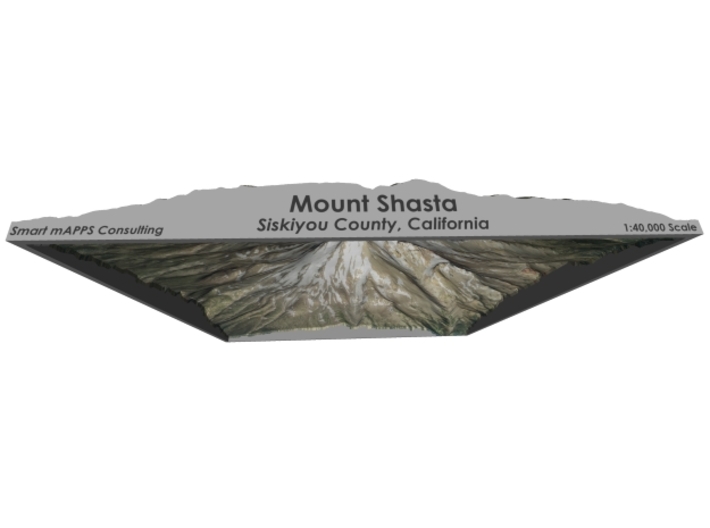 Mount Shasta Map: 9"x9" 3d printed 