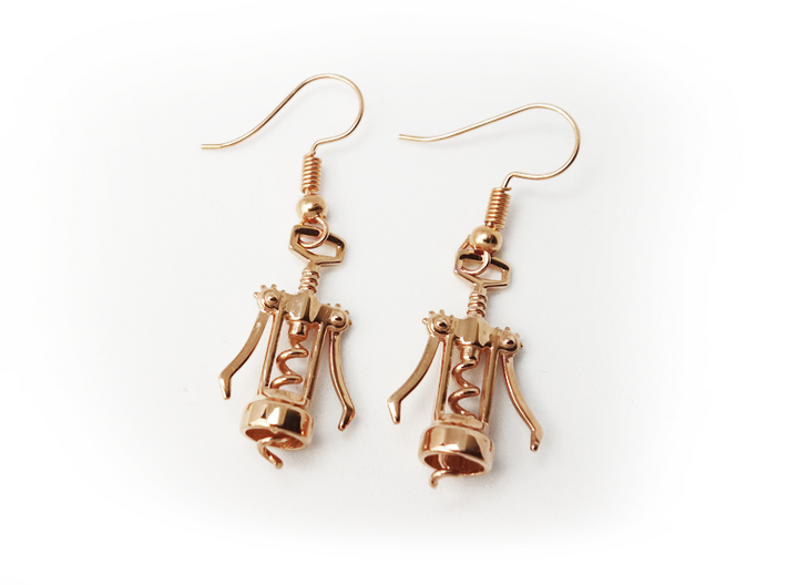 Corkscrew Earrings 3d printed Rose Gold plated variant