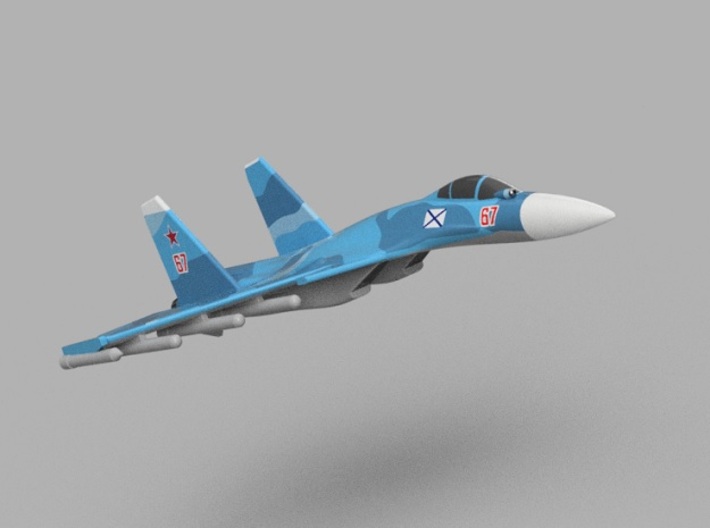 1/1800 Russian Navy aircraft set No.1 3d printed Su-33.Computer software render.The actual model is not full color. Not exactly same for 1/1800 model.
