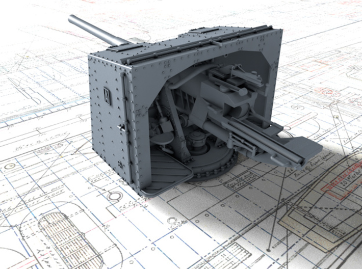 1/192 4.7"/45 QF MK IX CPXVII Guns Ports Closed x4 3d printed 3d render showing product detail