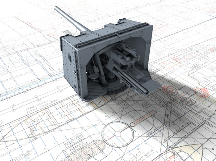 1/200 4.7"/45 (12cm) QF Mark IX CPXVII Guns x4 3d printed 3d render showing product detail