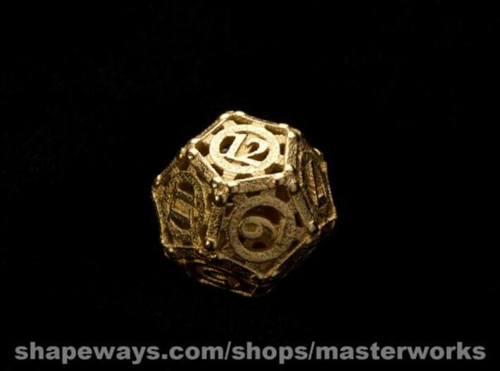 Steampunk d12 3d printed Gold Plated Glossy