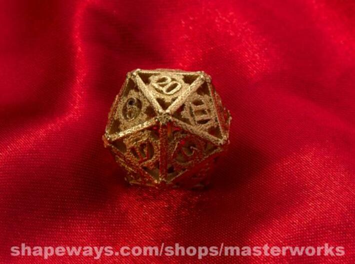 Steampunk D20 3d printed Gold Plated Glossy