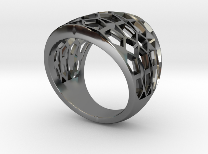 Domed Geometric Lattice Pattern Ring 3d printed 