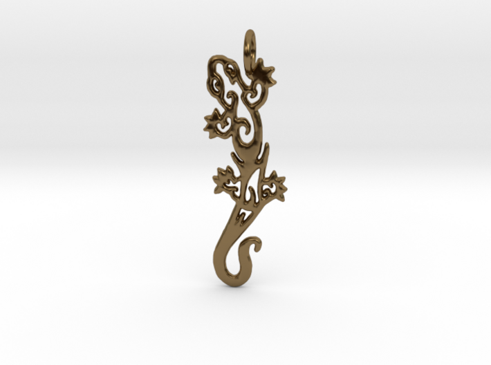 Gecko pendant - tribal tattoo style 3d printed