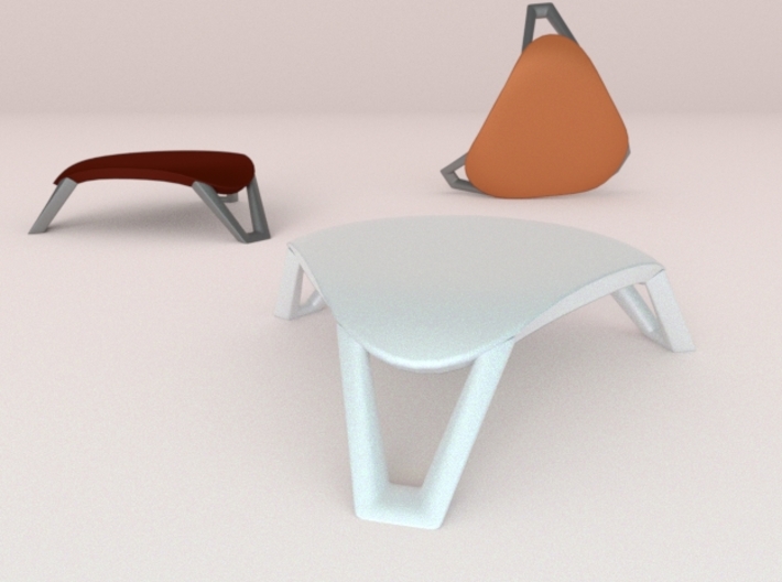 scale modelled coffee table 1 (1:22.5) 3d printed Back two colored models are paint ideas.