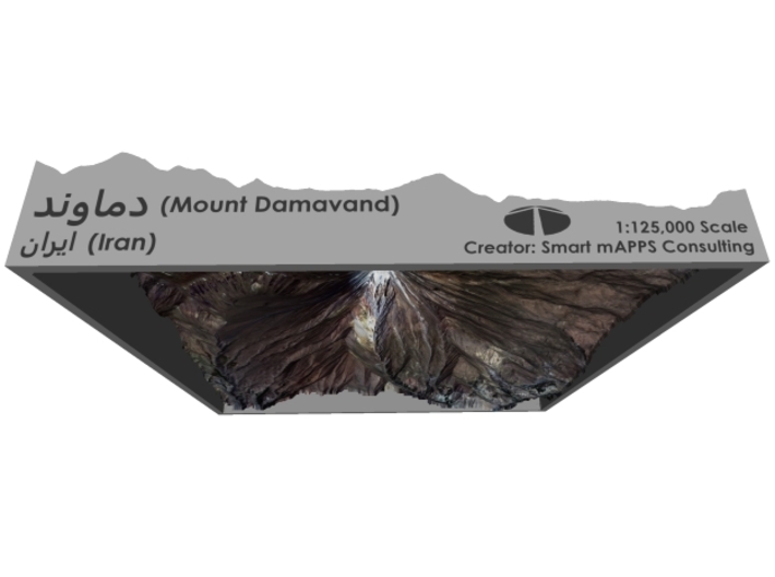 Mount Damavand (دماوند‎‎) Map: 6"x6" 3d printed 