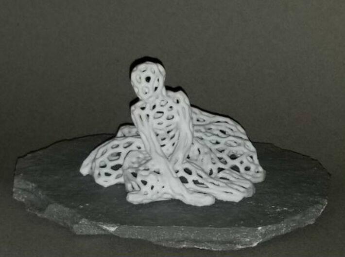 Voronoi Lace- Seated Ballerina 3d printed Artist Proof, actual 3D print. Rock base not included.